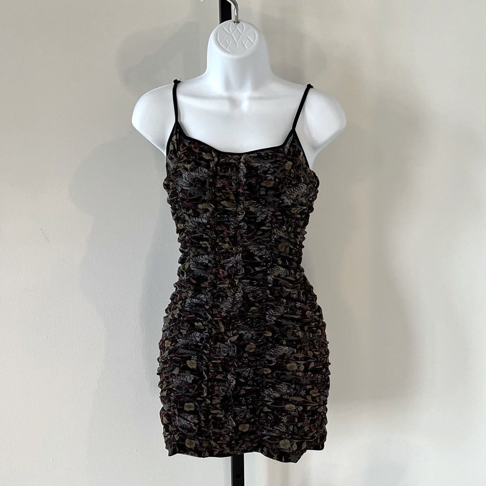 Floral Ruched Mini Dress (S)